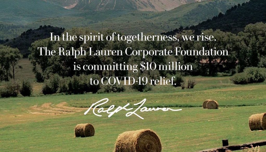 Ralph Lauren Donates $10 million to Help Communities Affected by Covid-19