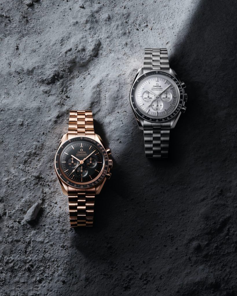 The Omega Speedmasters in Sedna gold and Canopus gold
