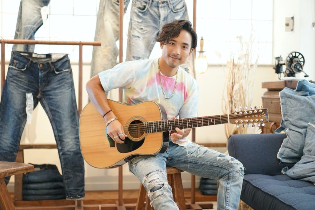 Alex Lam wearing custom Washi Jeans