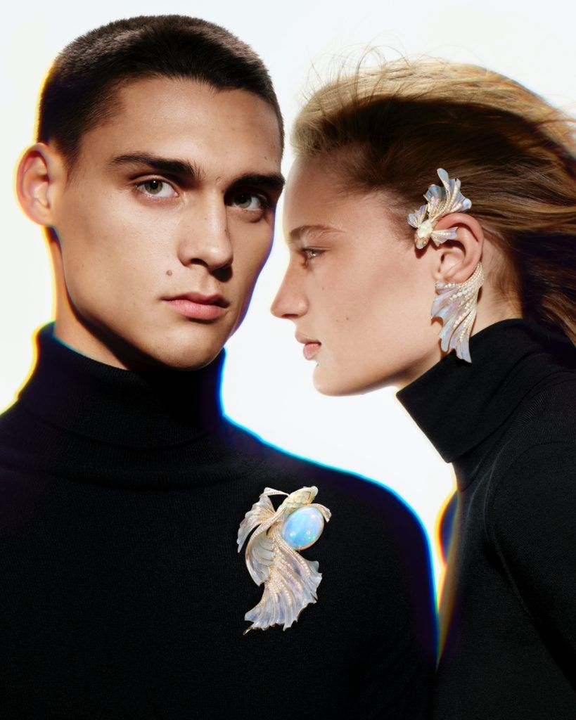 Boucheron Holographique Opalescence brooch and earring