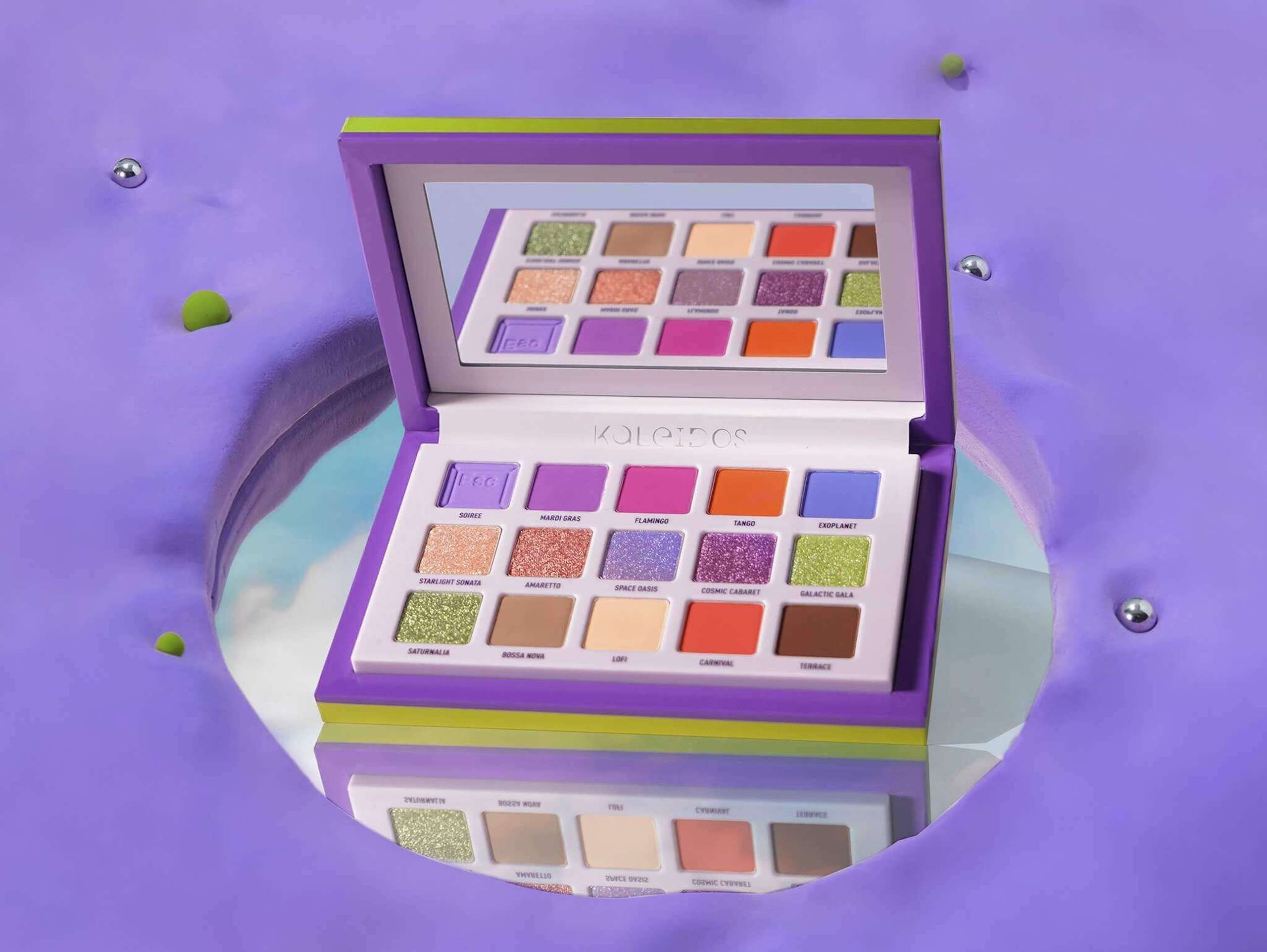 colourful eyeshadow palettes indie beauty makeup brands kaleidos escape pod