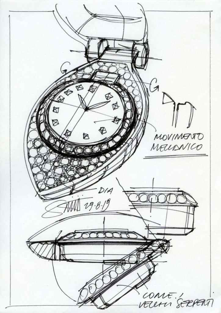 A sketch by Fabrizio Buonamassa Stigliani of the new watch