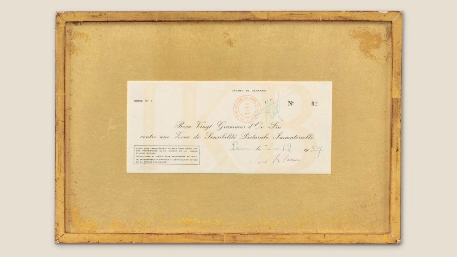 A 1959 Receipt for an Imaginary Piece of Art Might Fetch Upwards of US$500,000 at a Sotheby’s Auction