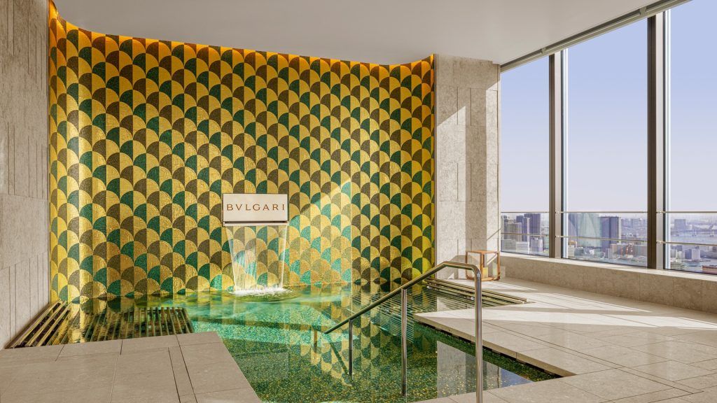 Gold mosaic-paved vitality pool at Bvlgari Tokyo