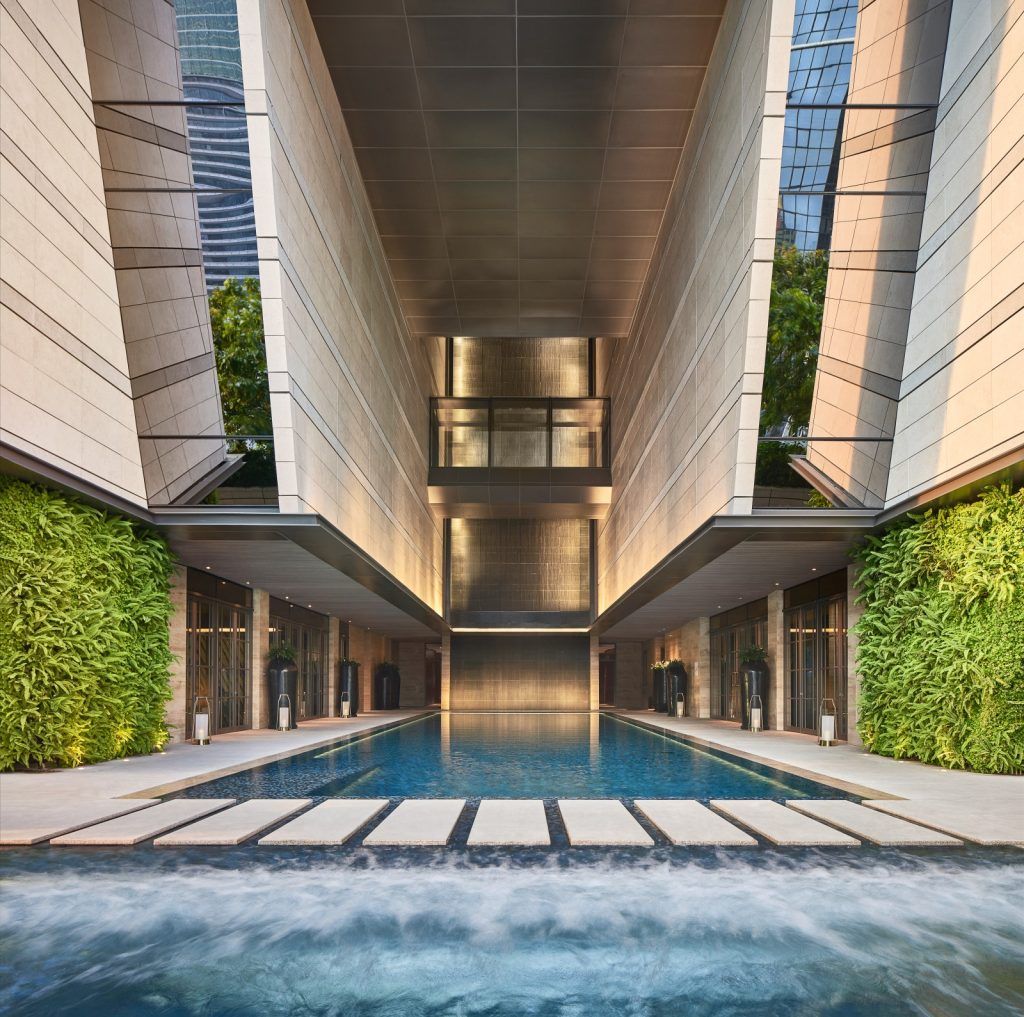 Pool view at the Rosewood Bangkok