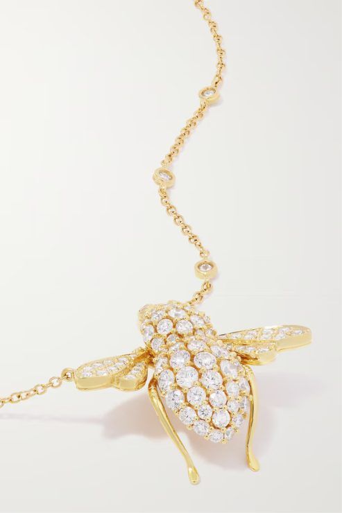 Sabbadini Bee 18-karat gold diamond necklace
