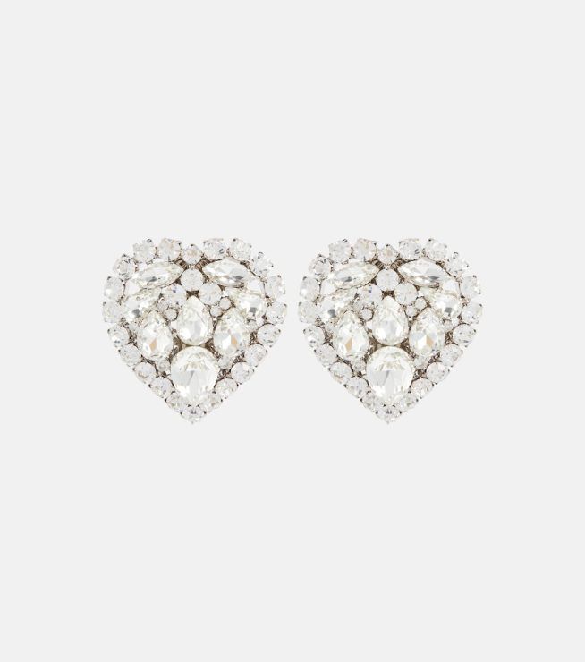 Alessandra Rich Heart crystal clip-on earrings