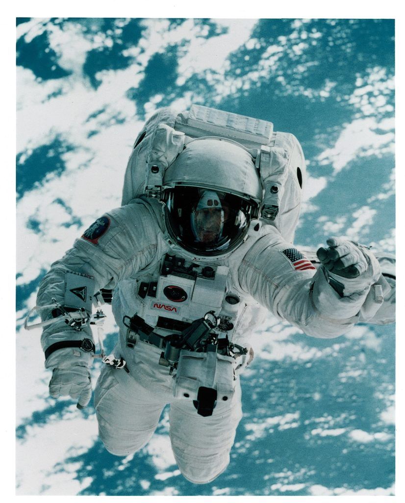 American astronaut Michael L Gernhardt “walking” in space