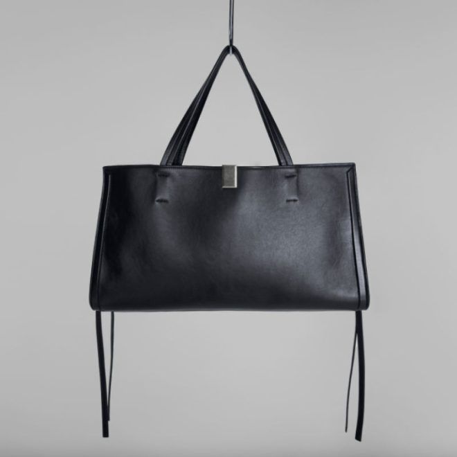 Small Kit Cabas Tote Bag in Black Leather