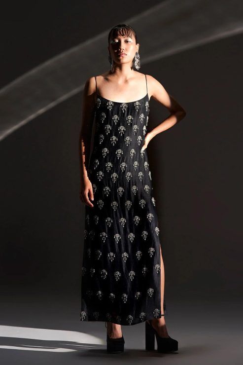 Kavya Trehan Black Strappy Embellished Dress 