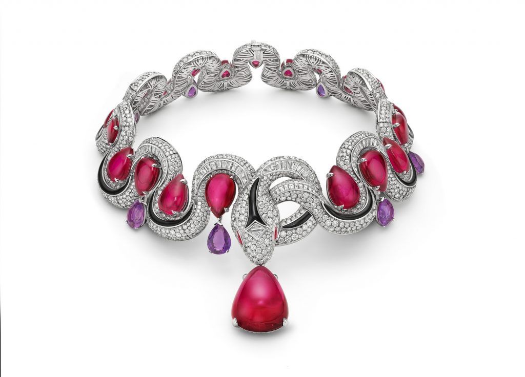 High-end jewelry with a resort vibe in shades of pink and green