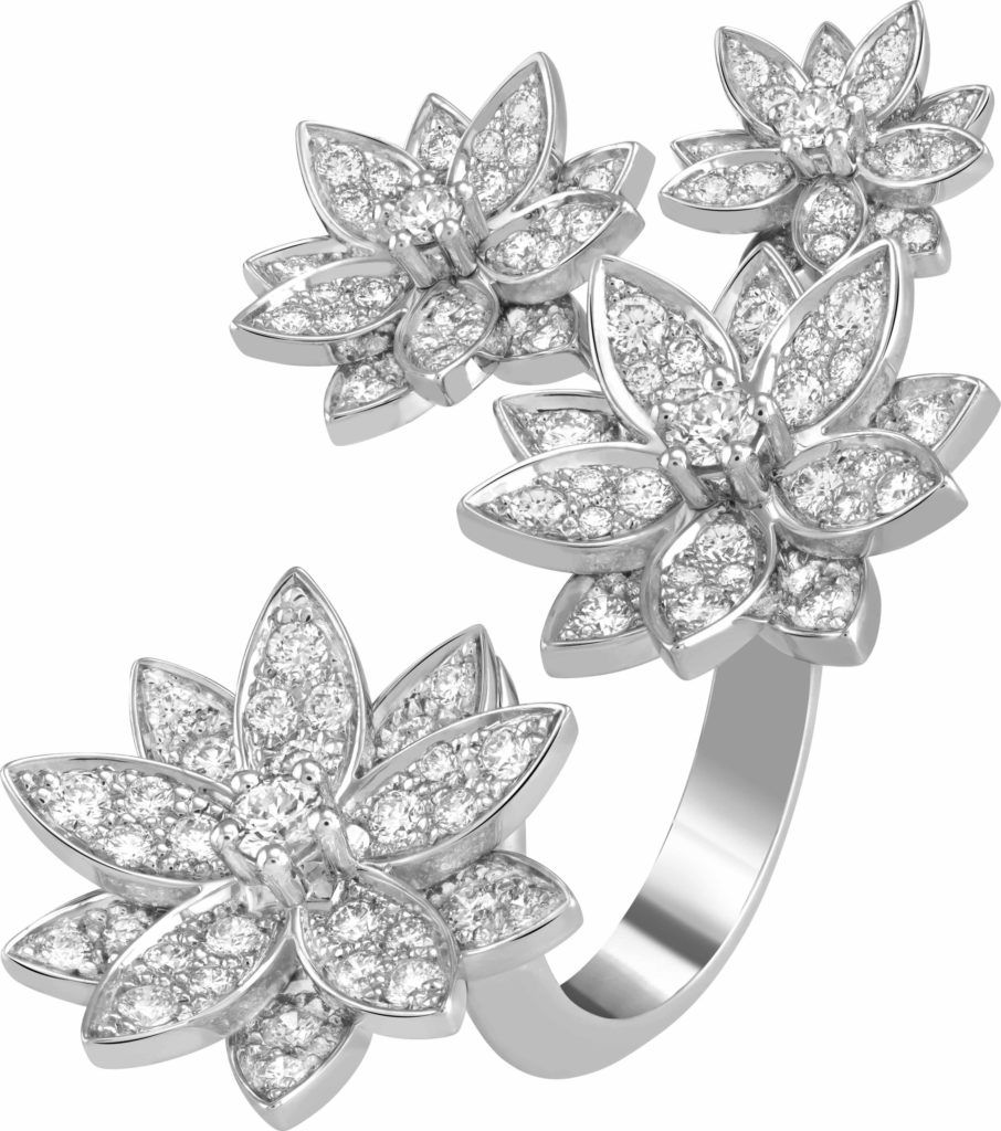 Van Cleef & Arpels Lady Lotus Earrings 3 Flowers in White Gold