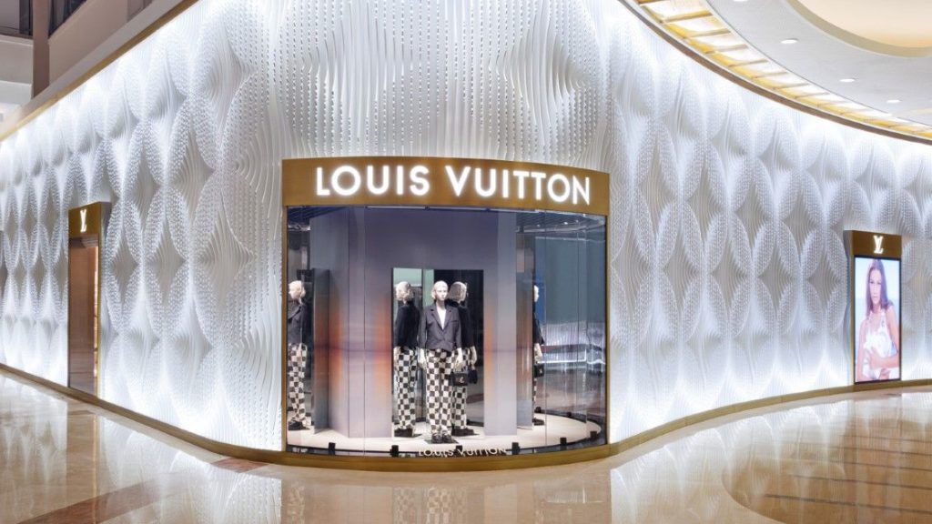 Louis Vuitton luxury boutique in modern shopping mall in Orchard