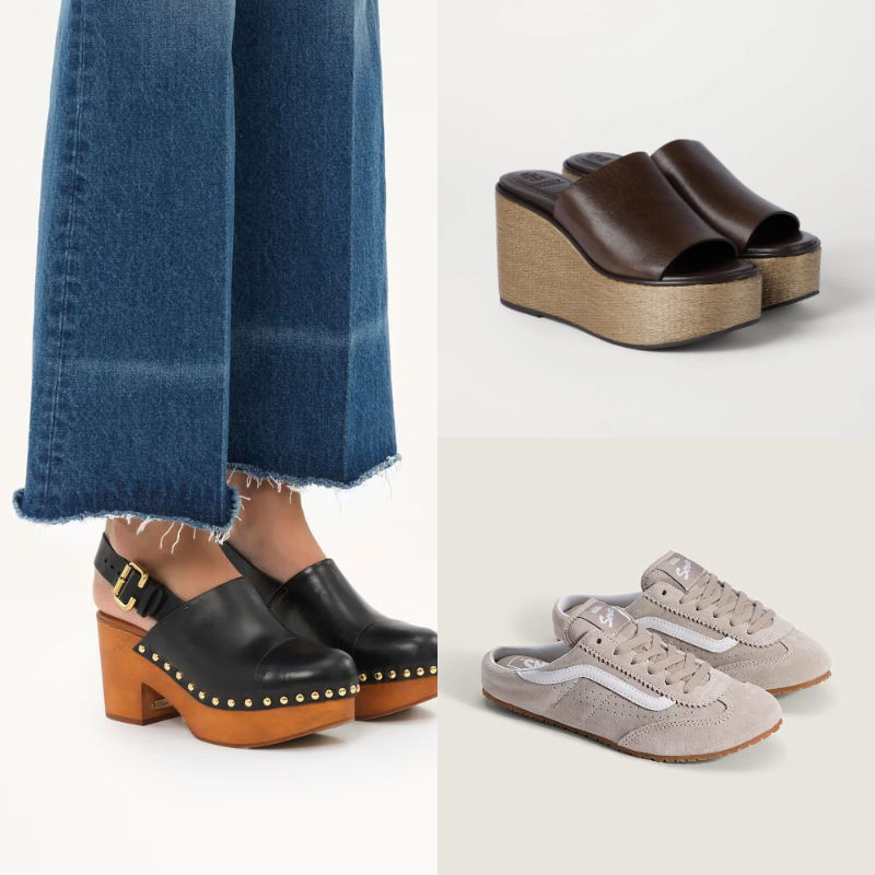 Summer 2026 shoe styles include clogs, sneaker sandals and more