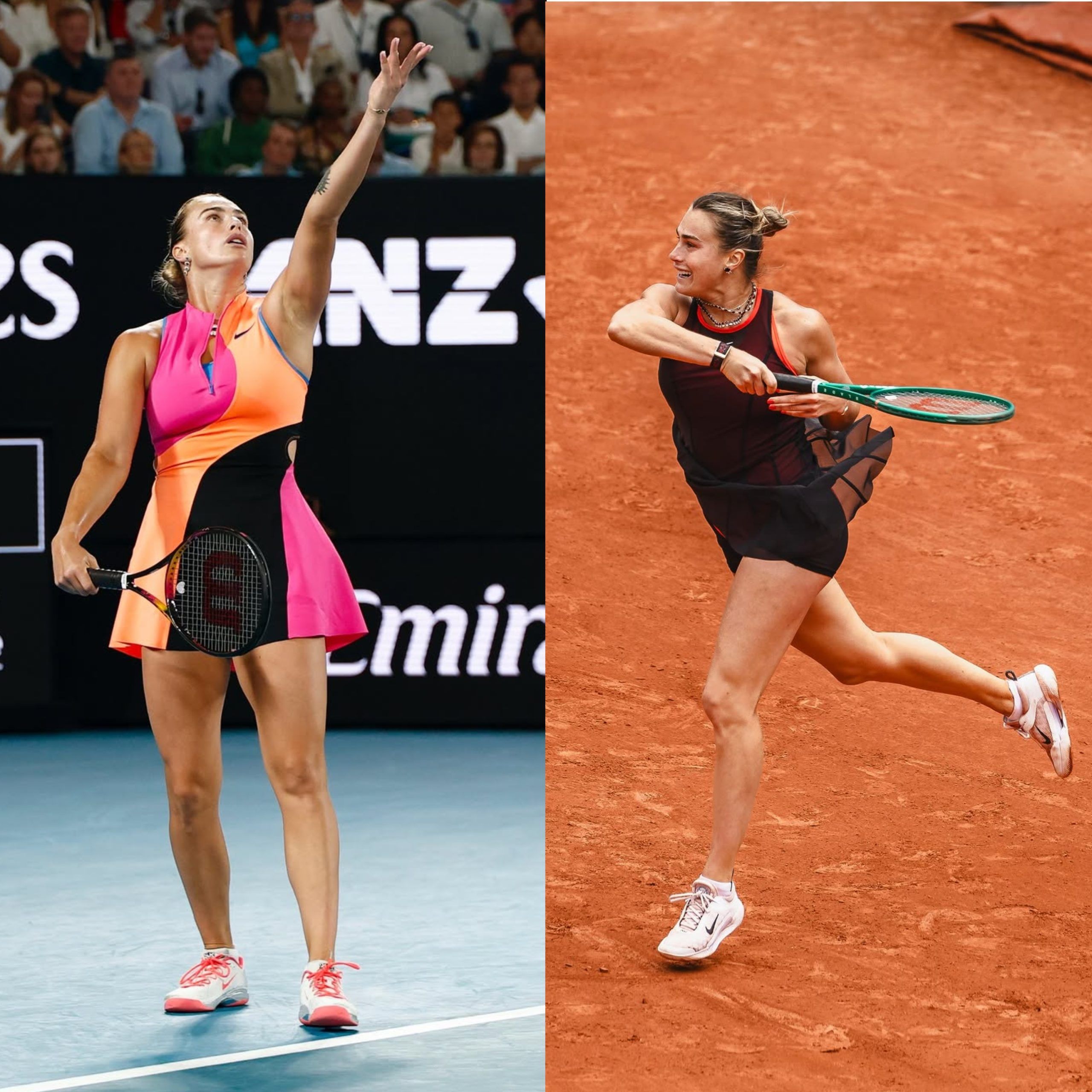 Aryna Sabalenka's on-court style is all about power, swag, and emotion