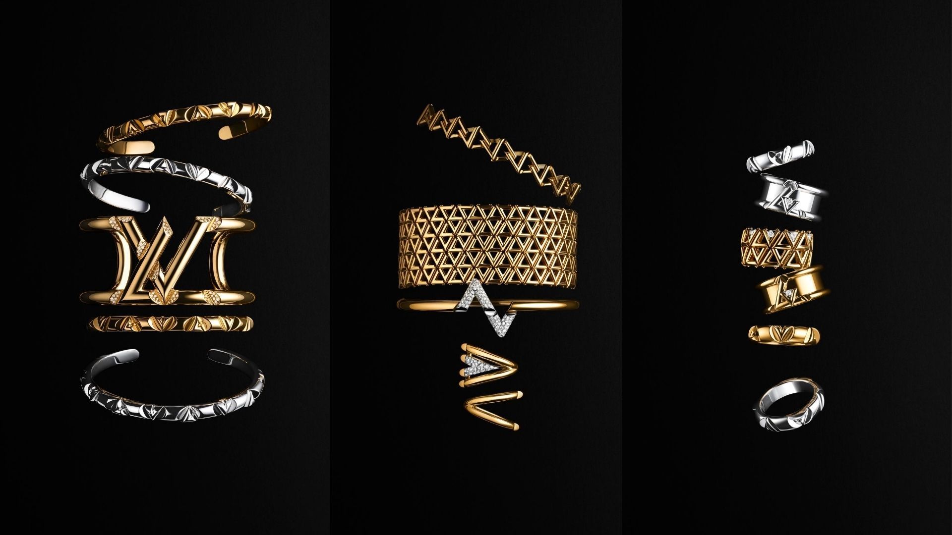 LV Volt Upside Down Chain Bracelet, White Gold And Diamonds - Categories