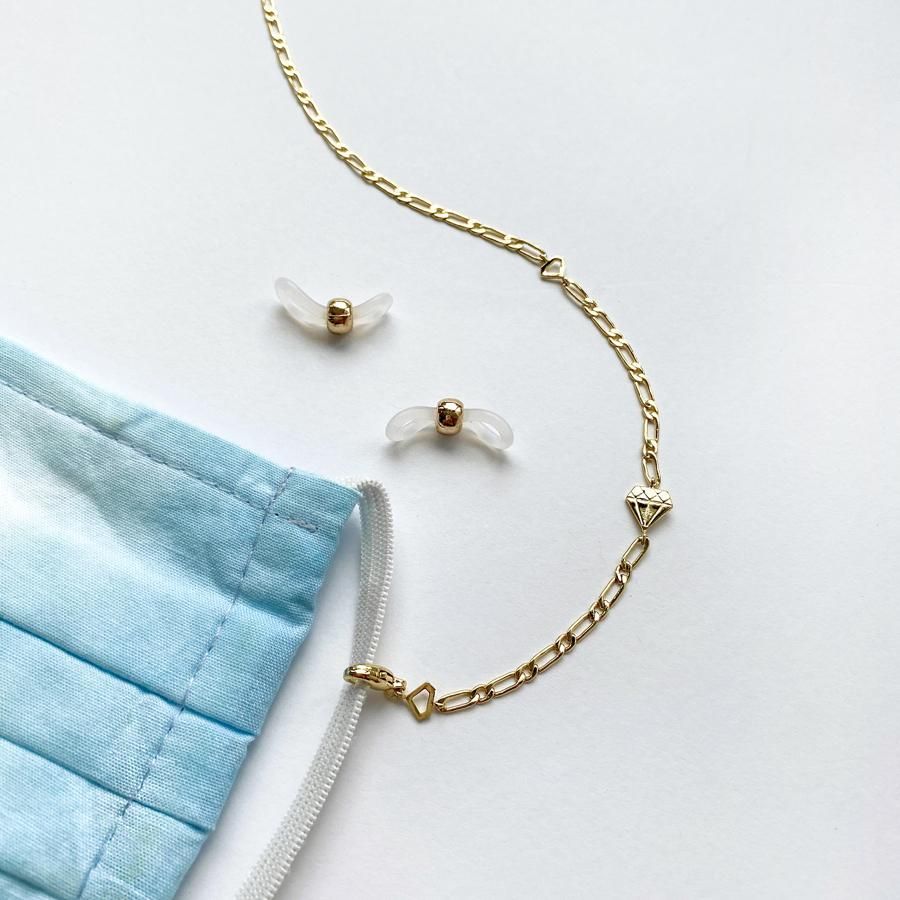 Wanderlust + Co Figaro Chain Gold Necklace and Mask Chain
