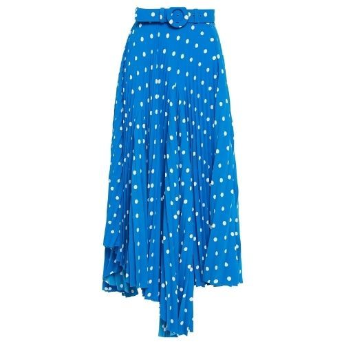 Balenciaga asymmetric pleated polka-dot crepe skirt