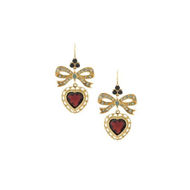 Dolce & Gabbana Heart Garnet Drop Earrings