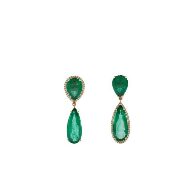 Shay Diamond & Emerald Earrings