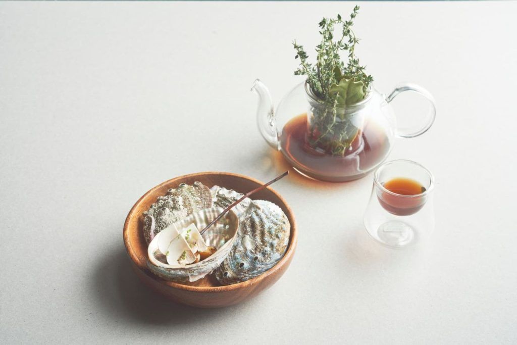 ABALONE, KING OYSTER MUSHROOMS, MUSHROOM CONSOMME