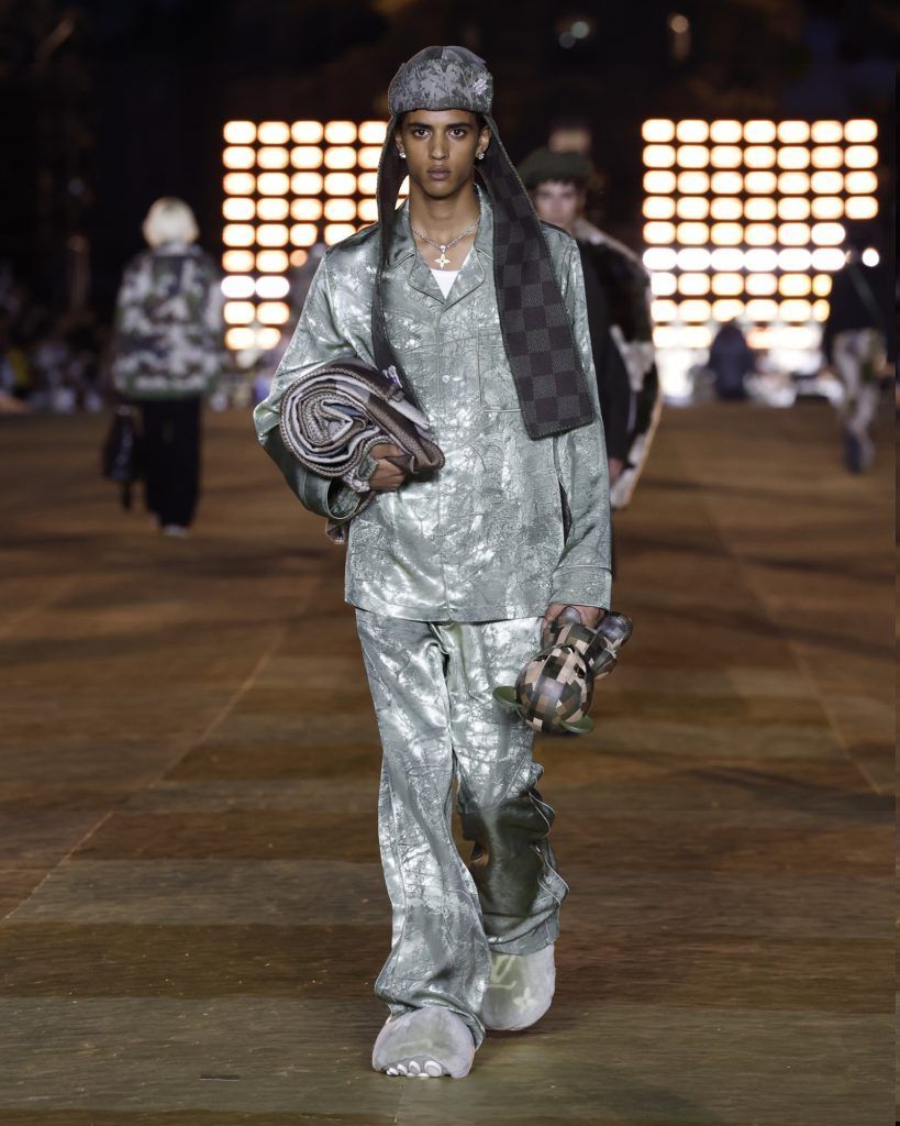 Pharrell Williams Wears Boot Pants at Loewe's Spring 2024 Men's