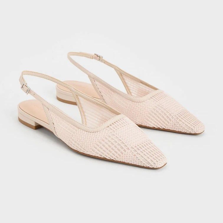 Charles & Keith Mesh Woven Slingback Flats