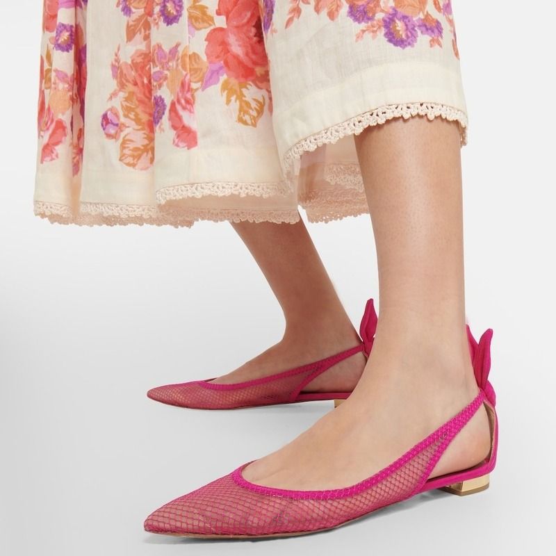 Aquazzura Bowtie Mesh Ballet Flats