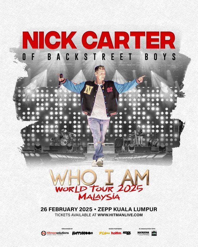 Nick Carter will stage a solo concert in Malaysia next February 2025