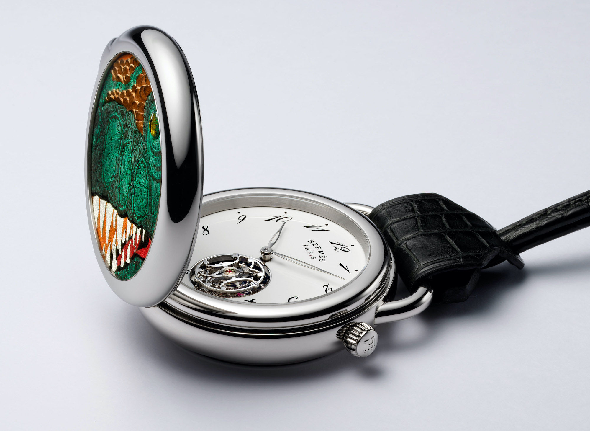 The Hermès Pocket Aaaaargh! pocket watch features a T