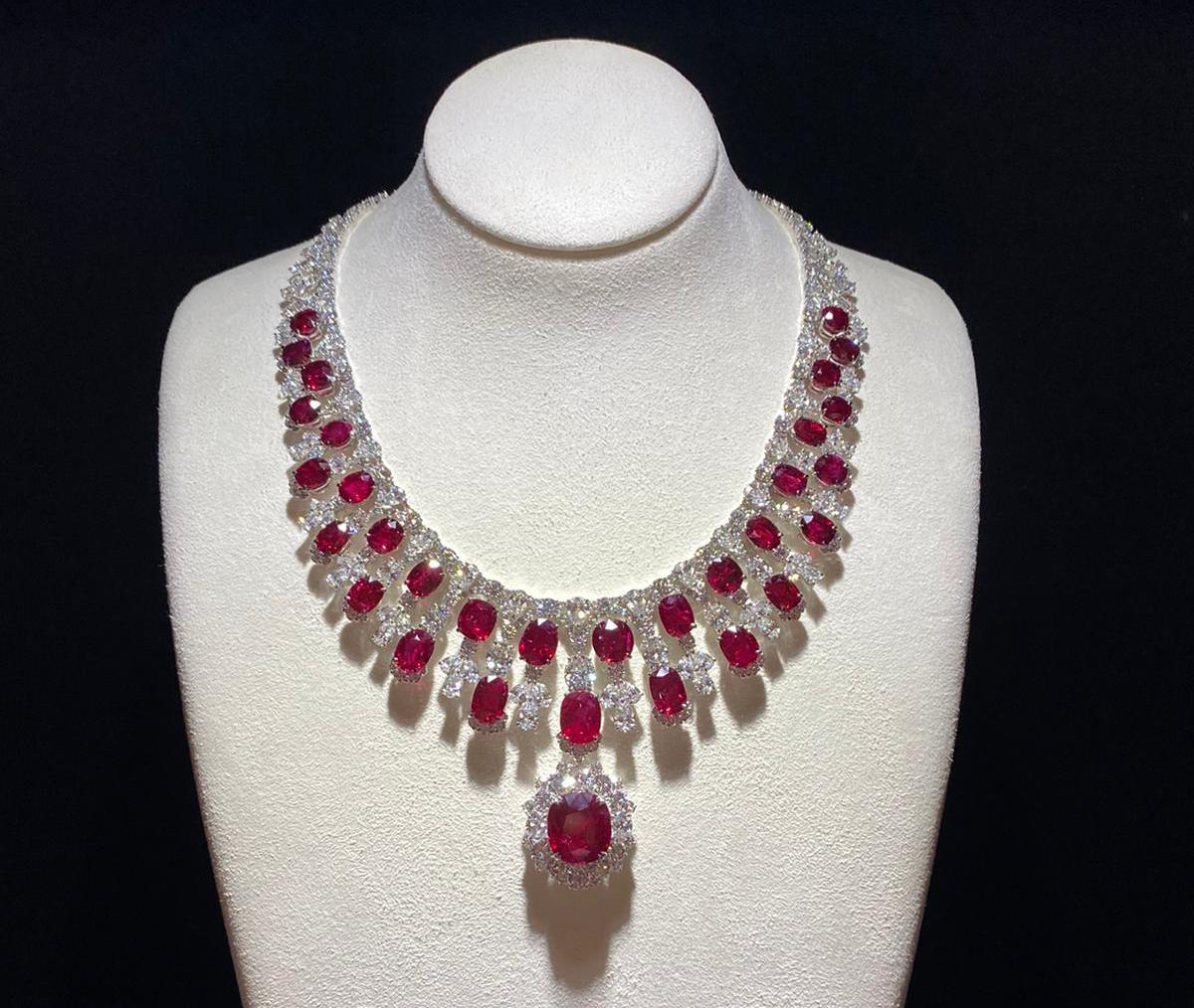 Pigeon blood ruby deals necklace