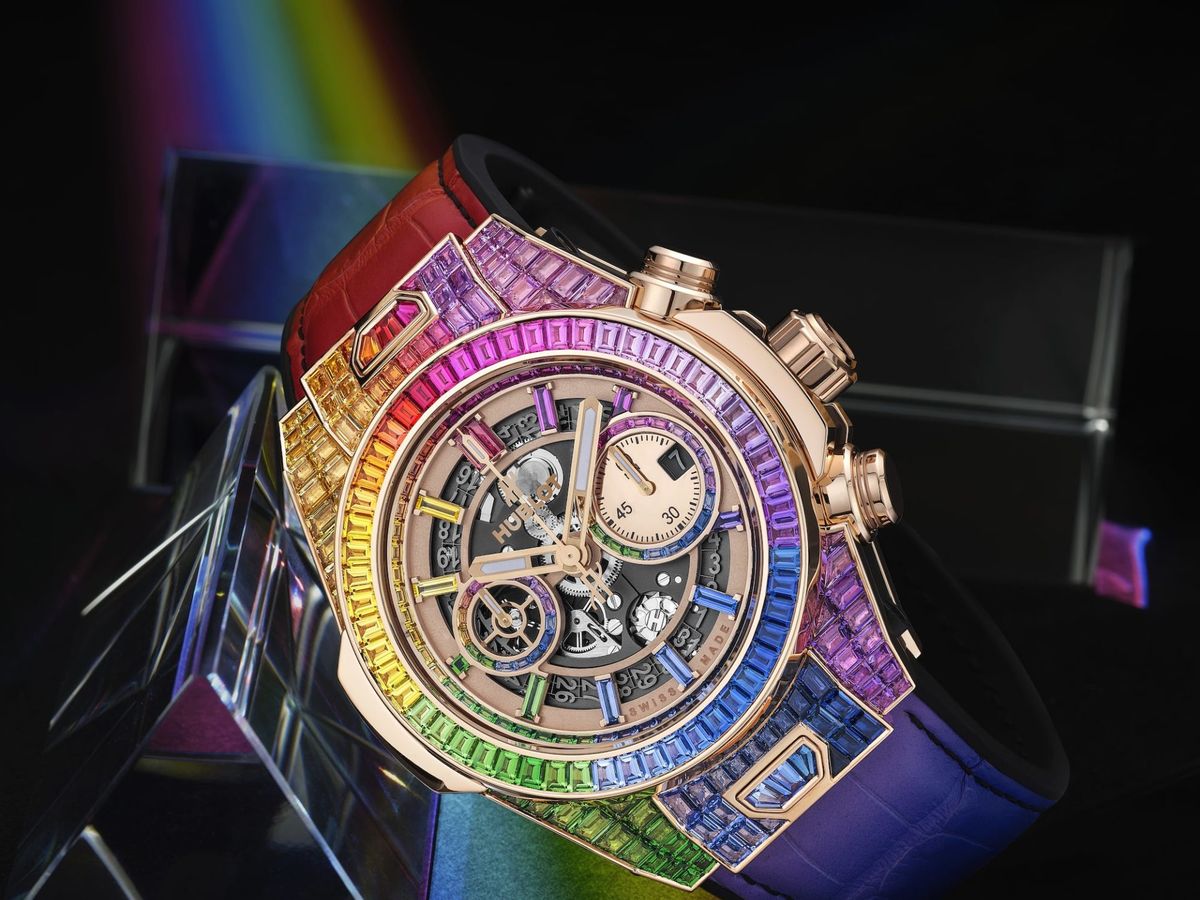 The Hublot Big Bang Unico Full Baguette King Gold Rainbow watch