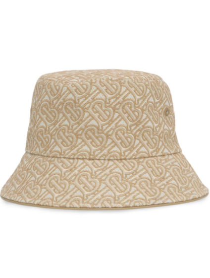 Burberry Beige & White Monogram Bucket Hat