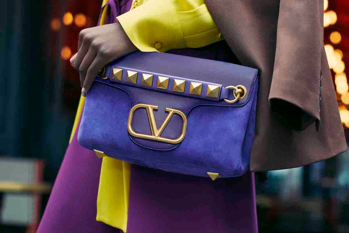 Valentino Large Black Rockstud Spike Chain Bag - Ann's Fabulous