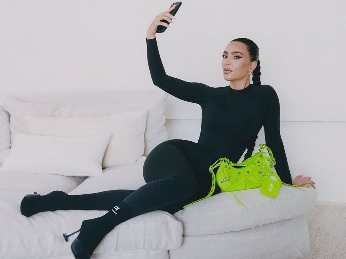 Kim Kardashian's Tight Neon Green Pants At Paris Fashion Week