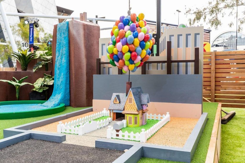Tee off at Pixar Putt, a mini-golf course inspired by the animation studio’s films