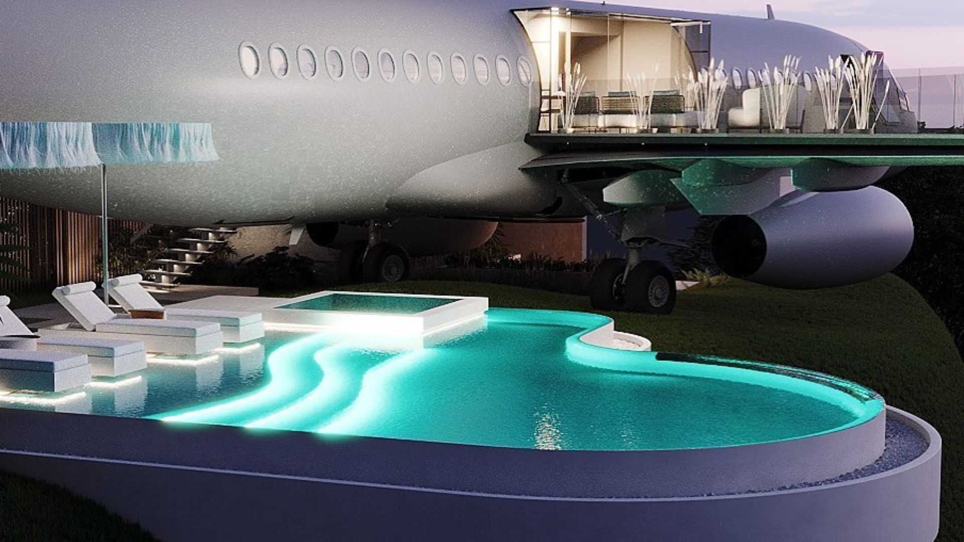 Boeing 737 jet luxury villa bali