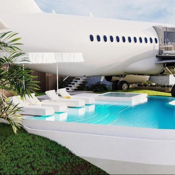 An abandoned Boeing 737 jet in Bali has been turned into a luxury villa