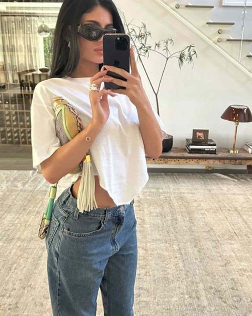 Kylie Jenner Louis Vuitton LV Monogram Denim Shoulder Bag