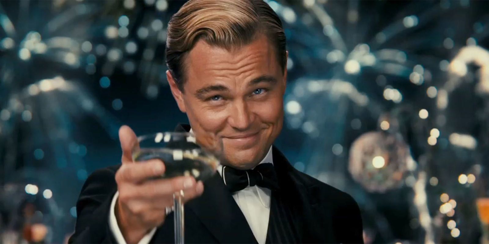 El gran Gatsby leo aplaude la copa de martini meme