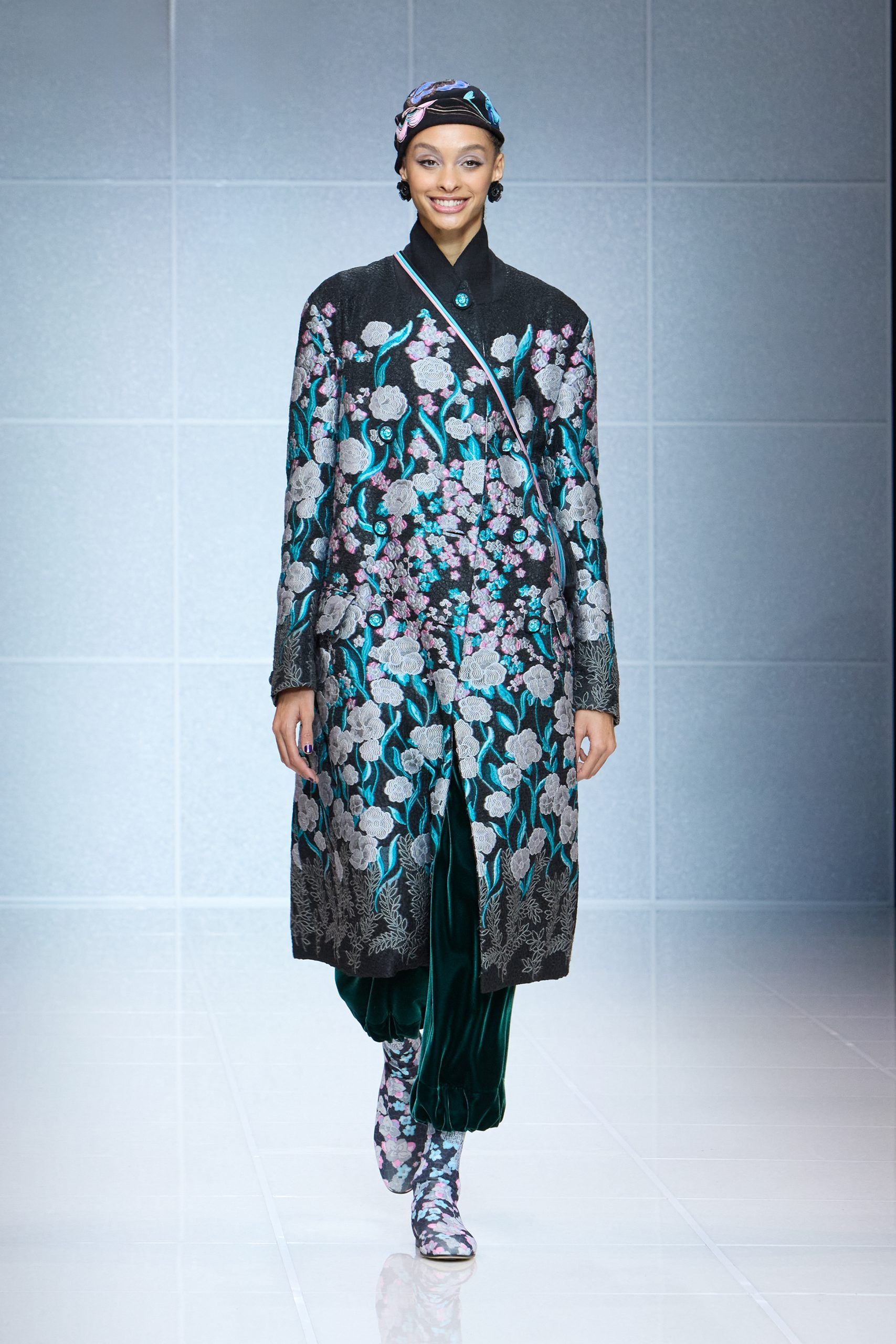 ARMANI COLLEZIONI ベロア フラワー シルク混 ノースリーブ undefined