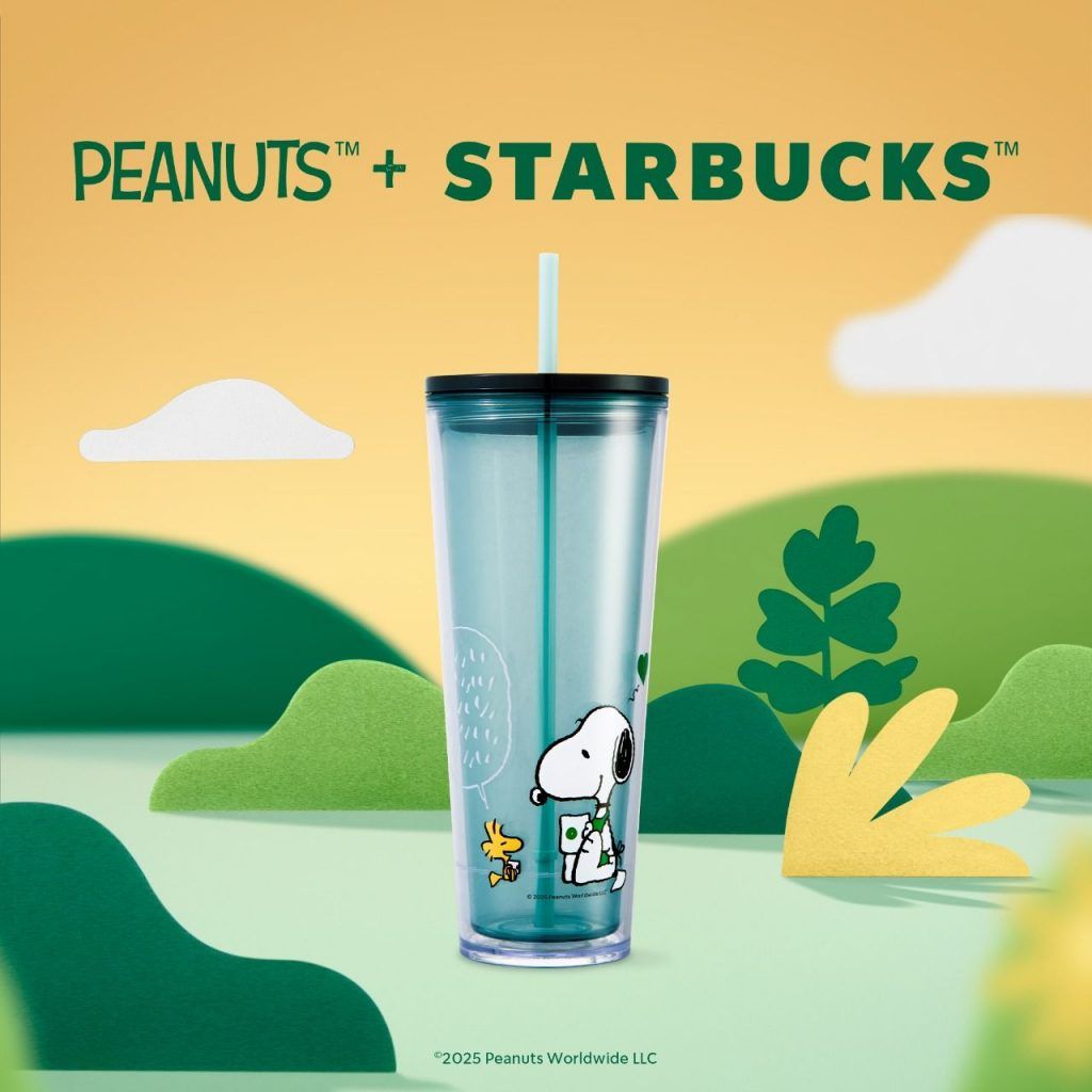 Starbucks X Peanuts 2025 Snoopy & Woodstock Love Acrylic Cold Cup Tumbler - 24 Oz