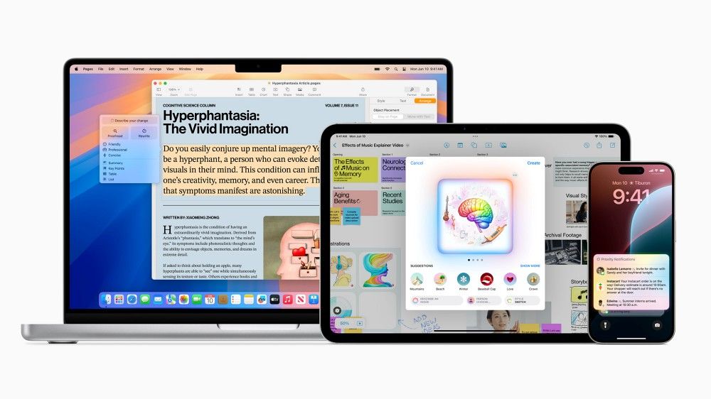 Apple Intelligence宣示了Apple加入近期展開的AI戰局。 Image:Apple