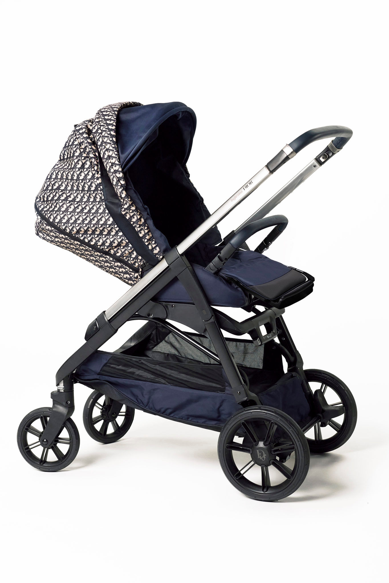 Bassinet and Stroller Combo Blue and Beige WaterRepellent Canvas with Dior  Oblique Print  DIOR