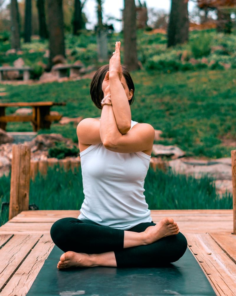seated eagle pose