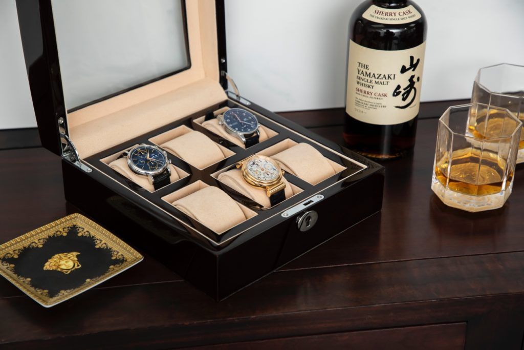 Bezelhold watch box containing watches from Savlani's personal collection
