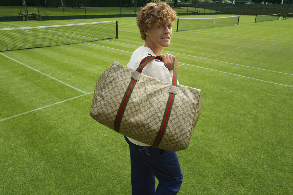 gucci on X: Brand Ambassador #JannikSinner is captured courtside with his  custom #Gucci duffle bag in New York City.  / X