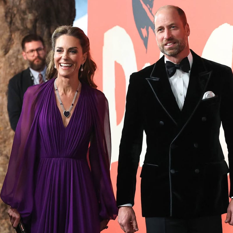 Kate Middleton wears Queen Mother's amethyst-and-pearl necklace at premiere